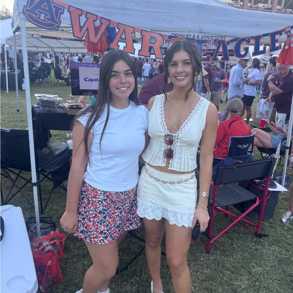 White Lace Trim Two-Piece Set